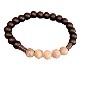 8mm Matte Black Onyx Beads & Gray Jasper Beaded Bracelet – Stretch Fit Jewelry